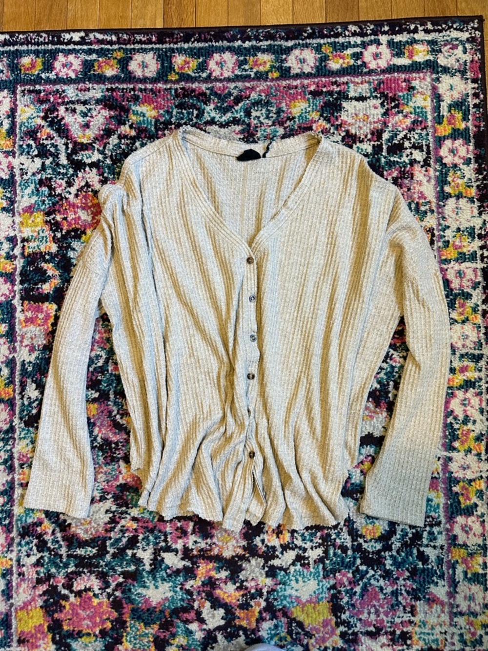 Urban Outfitters Out From Under Thermal Button Front Long Sleeve Top Womens L